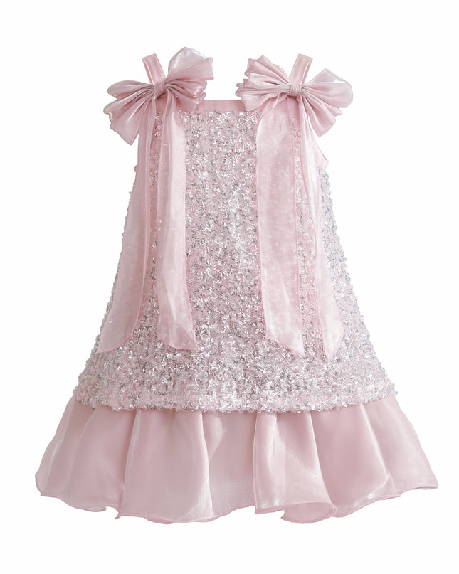 kids atelier tulleen Light Pink Aurielle Beaded Bow Dress