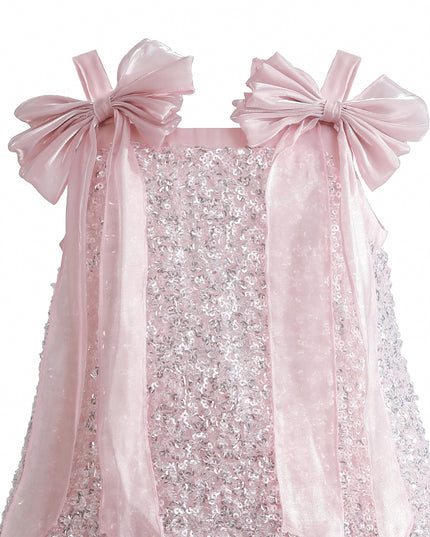 kids atelier tulleen Light Pink Aurielle Beaded Bow Dress
