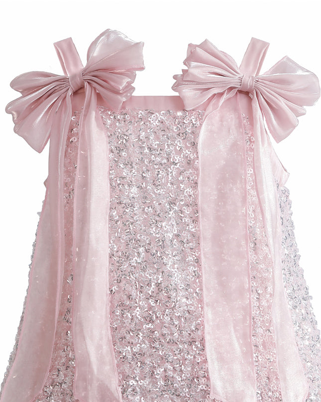 kids atelier tulleen Light Pink Aurielle Beaded Bow Dress
