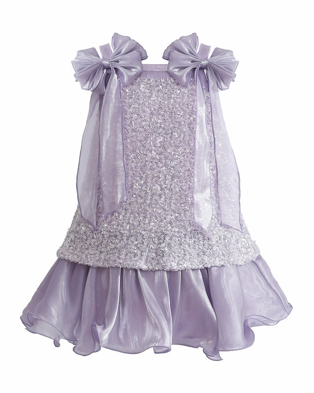 kids atelier tulleen Purple Aurielle Beaded Bow Dress