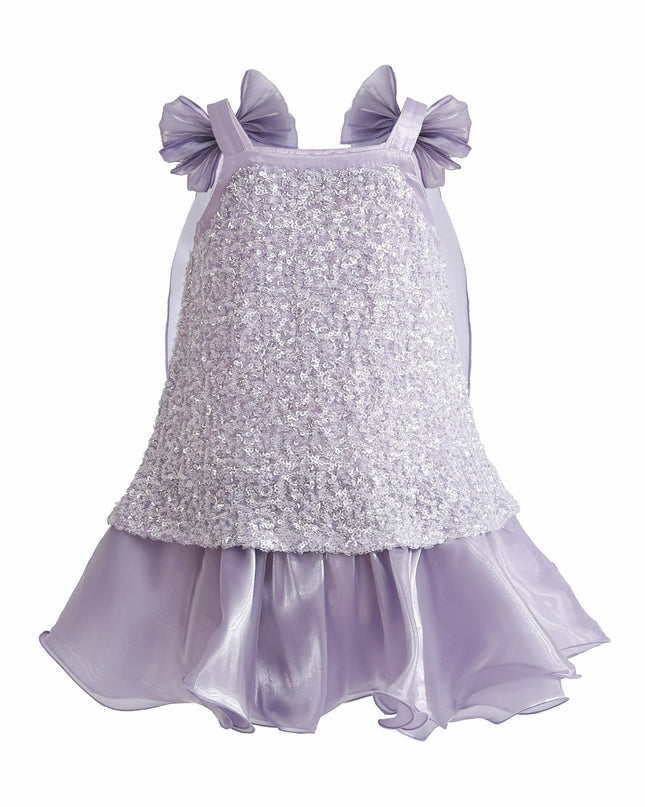 kids atelier tulleen Purple Aurielle Beaded Bow Dress