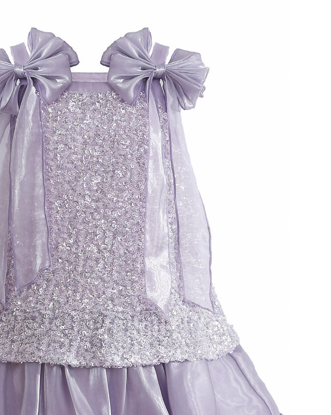 kids atelier tulleen Purple Aurielle Beaded Bow Dress
