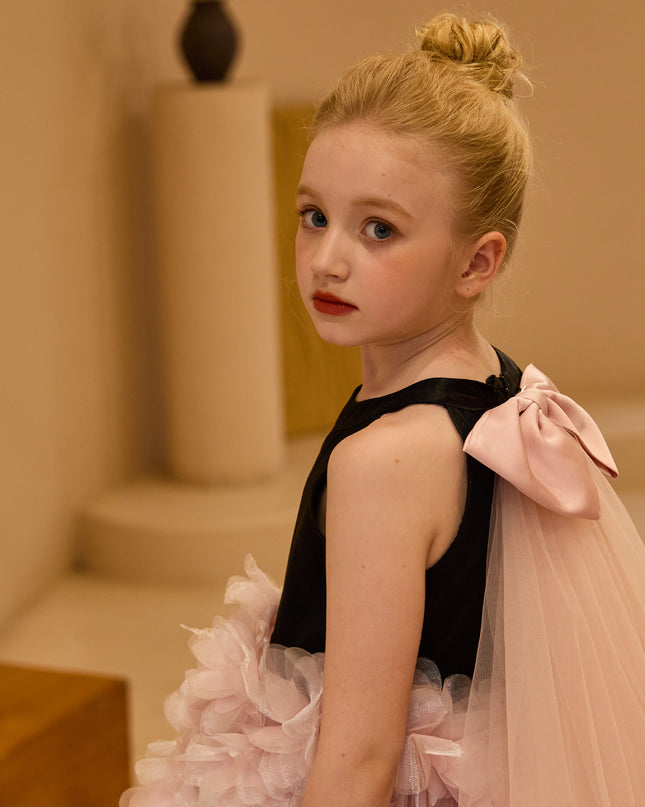 kids atelier tulleen Pink Valentina Tulle Bow Gown