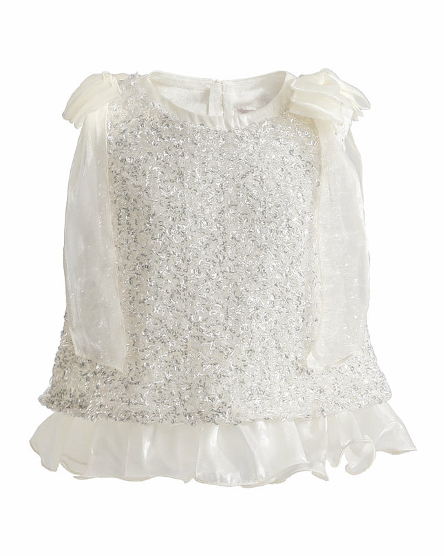 kids atelier tulleen Ivory Althea Glitter Ruffle Skirt Set
