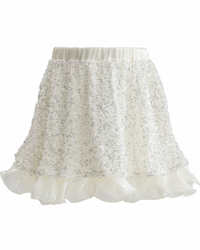 kids atelier tulleen Ivory Althea Glitter Ruffle Skirt Set