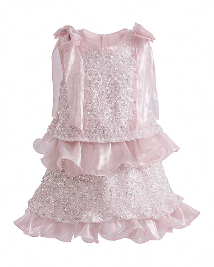 kids atelier tulleen Pink Althea Glitter Ruffle Skirt Set