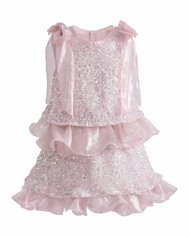 kids atelier tulleen Pink Althea Glitter Ruffle Skirt Set