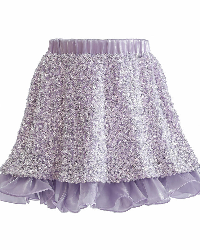 kids atelier tulleen Purple Althea Glitter Ruffle Skirt Set