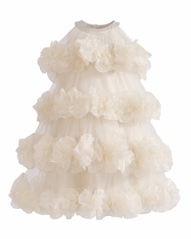 kids atelier tulleen Cream Elysia Tiered Ruffle Dress
