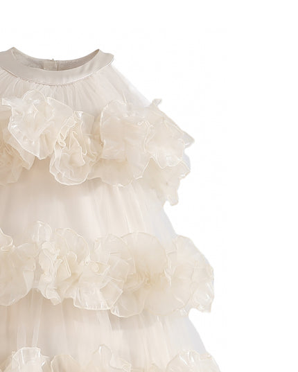 kids atelier tulleen Cream Elysia Tiered Ruffle Dress