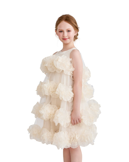 kids atelier tulleen Cream Elysia Tiered Ruffle Dress