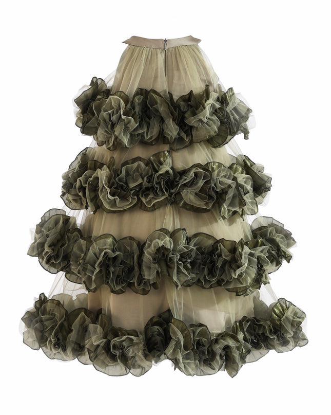 kids atelier tulleen Green Elysia Tiered Ruffle Dress