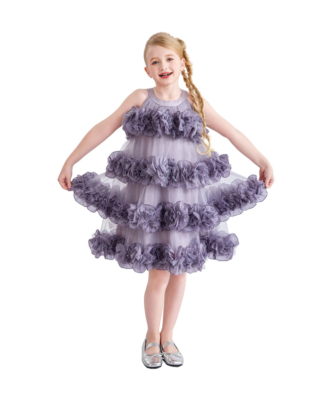 kids atelier tulleen Purple Elysia Tiered Ruffle Dress