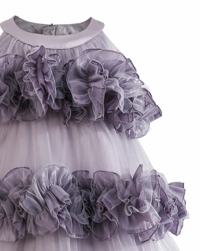 kids atelier tulleen Purple Elysia Tiered Ruffle Dress