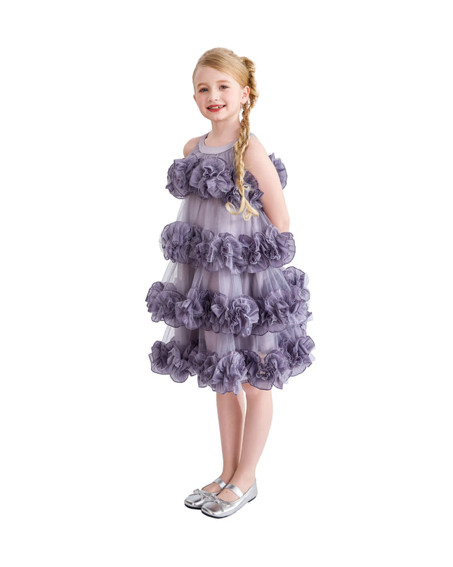 kids atelier tulleen Purple Elysia Tiered Ruffle Dress