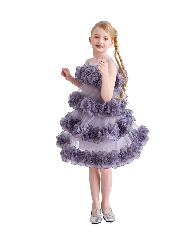 kids atelier tulleen Purple Elysia Tiered Ruffle Dress