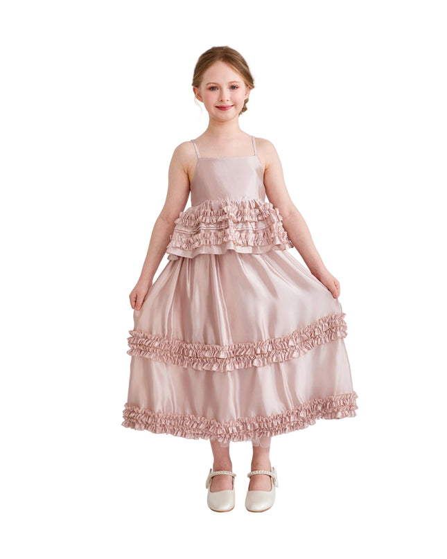 kids atelier tulleen Light Pink Calista Ruffle Skirt Set