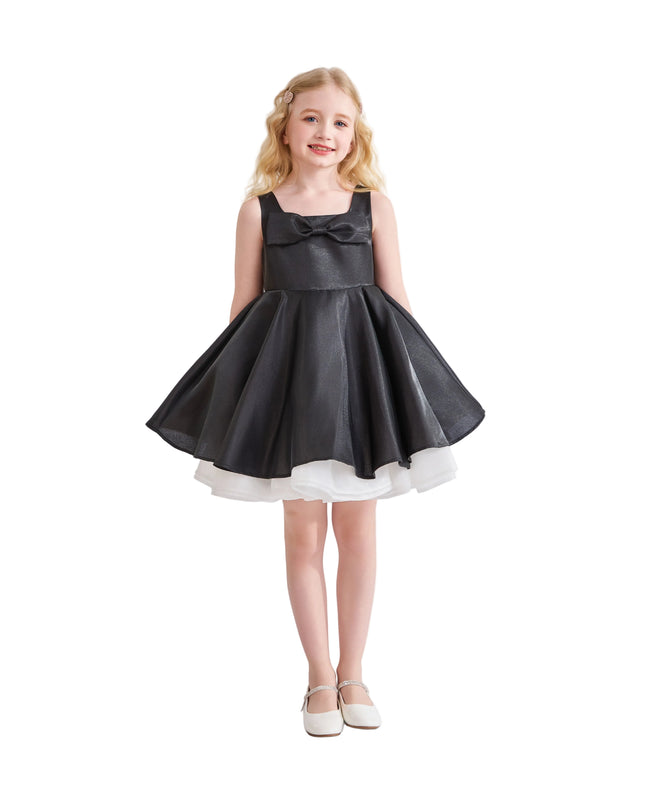 kids atelier tulleen Black Lucienne Satin Bow Dress