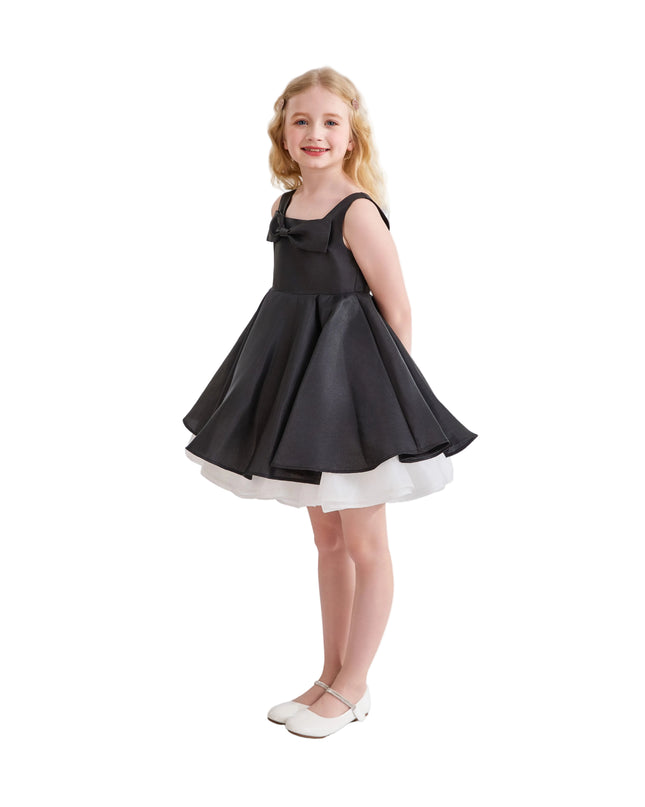 kids atelier tulleen Black Lucienne Satin Bow Dress