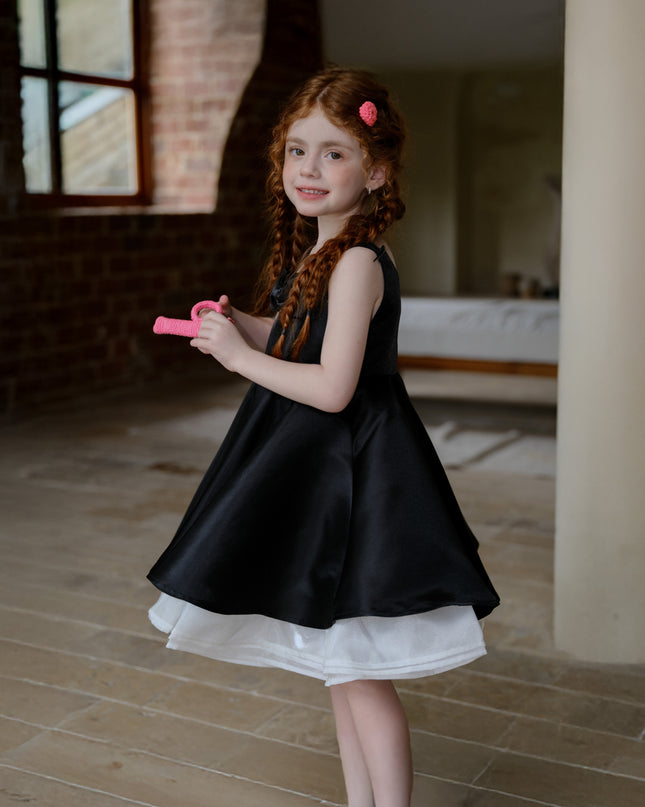 kids atelier tulleen Black Lucienne Satin Bow Dress