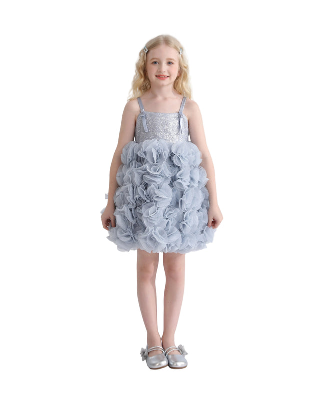 kids atelier tulleen Blue Arabella Glitter Ruffle Dress