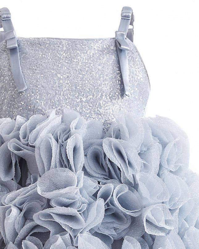 Blue Arabella Glitter Ruffle Dress