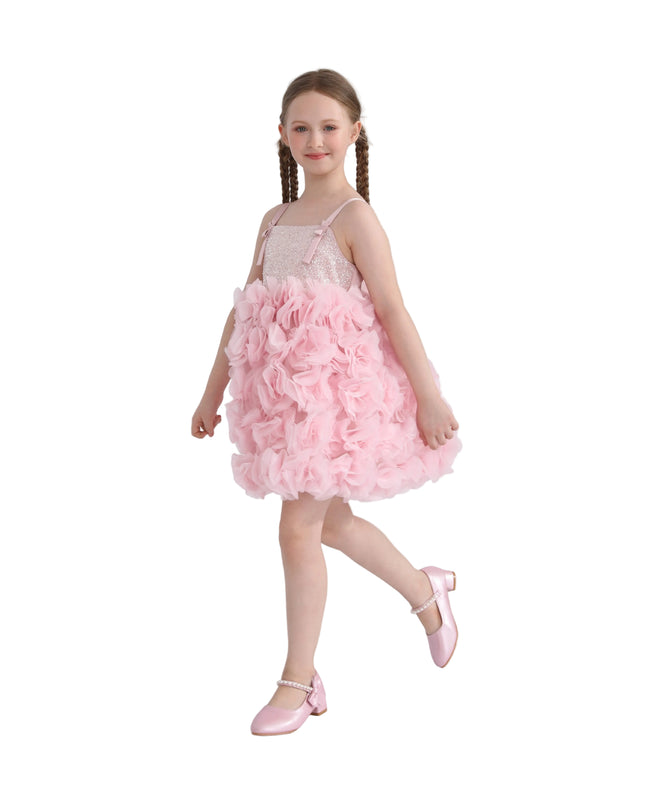 kids atelier tulleen Pink Arabella Glitter Ruffle Dress