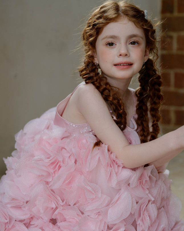 kids atelier tulleen Pink Arabella Glitter Ruffle Dress
