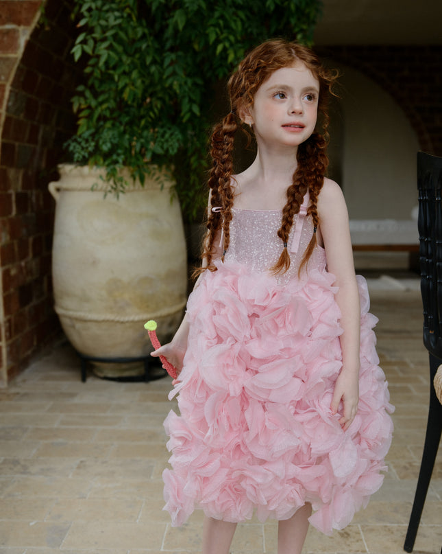 kids atelier tulleen Pink Arabella Glitter Ruffle Dress