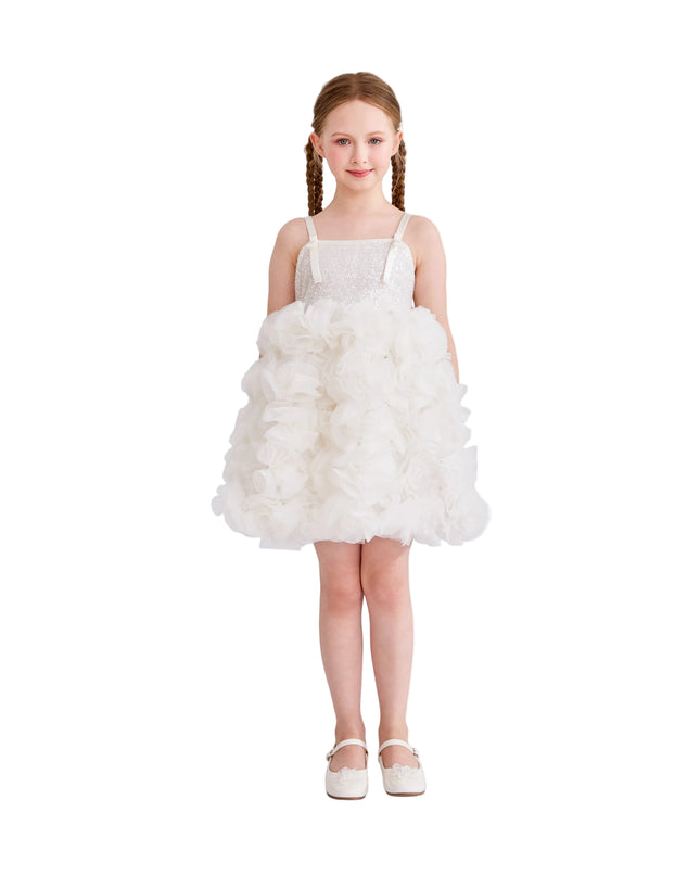 kids atelier tulleen White Arabella Glitter Ruffle Dress