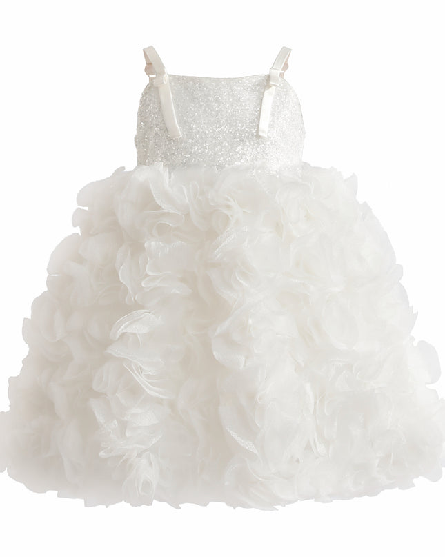 kids atelier tulleen White Arabella Glitter Ruffle Dress