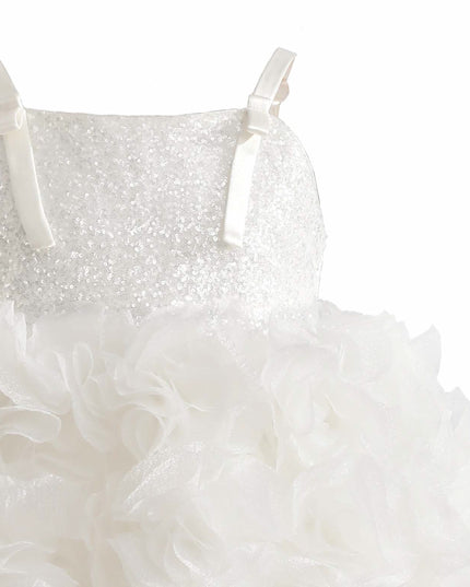 kids atelier tulleen White Arabella Glitter Ruffle Dress