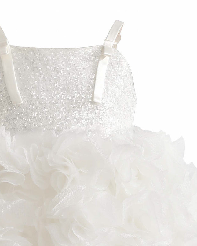 kids atelier tulleen White Arabella Glitter Ruffle Dress
