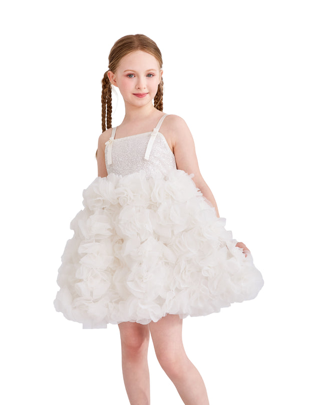 kids atelier tulleen White Arabella Glitter Ruffle Dress