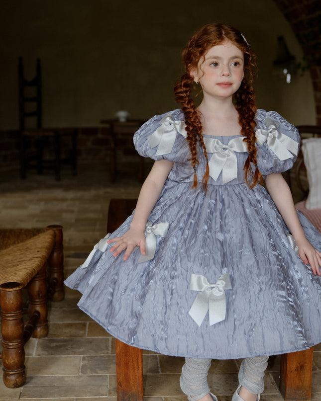 kids atelier tulleen Blue Clarissa Bow Party Dress