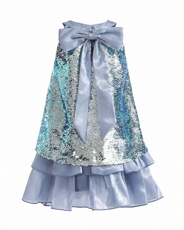 kids atelier tulleen Blue Sylvara Sequin Ruffle Skirt Set