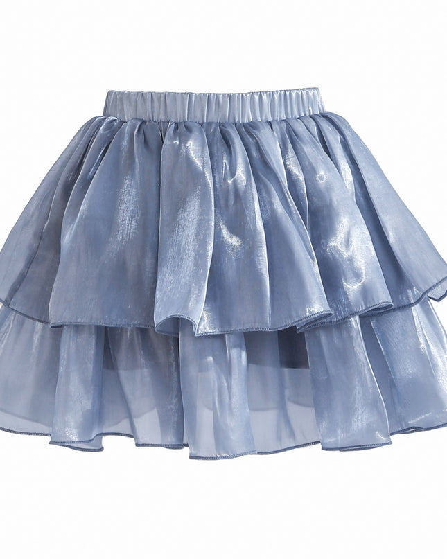 kids atelier tulleen Blue Sylvara Sequin Ruffle Skirt Set