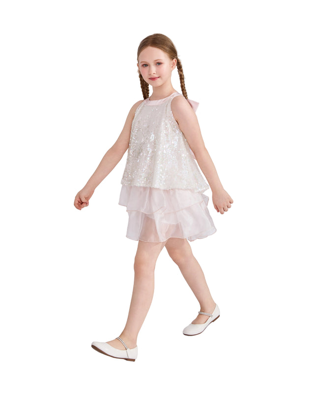 kids atelier tulleen Pink Sylvara Sequin Ruffle Skirt Set