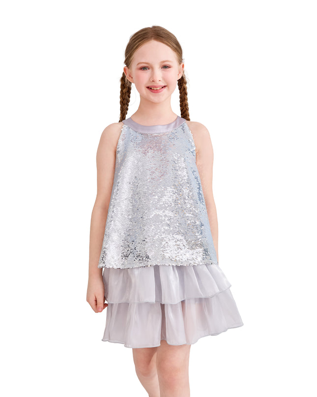 kids atelier tulleen Purple Sylvara Sequin Ruffle Skirt Set