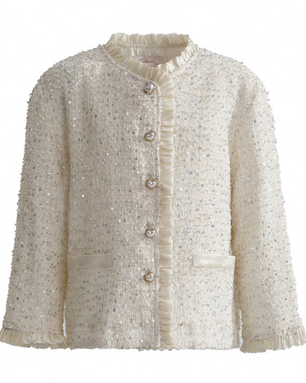 kids atelier tulleen Cream Sequin Tweed Jacket