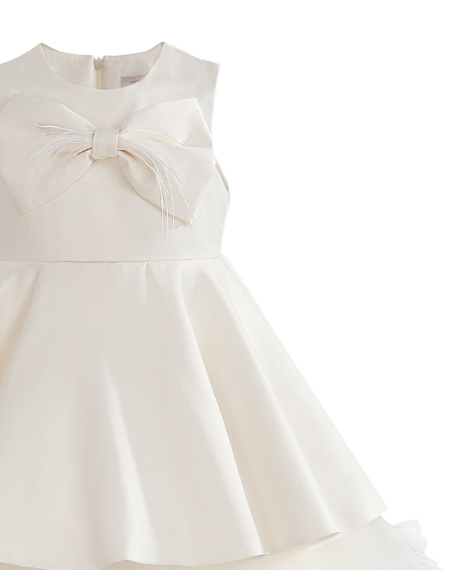 kids atelier tulleen Ivory Anastasia Bow Tulle Dress