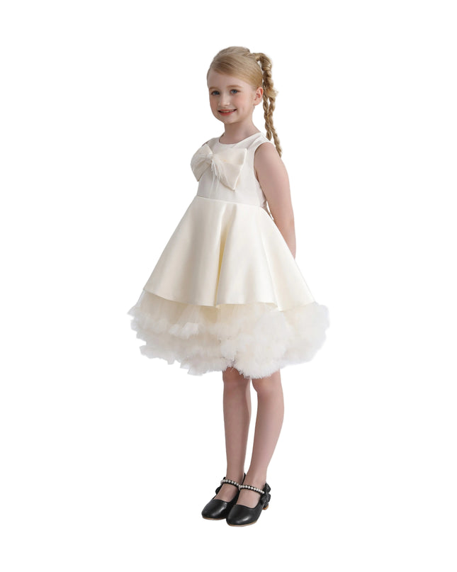 kids atelier tulleen Ivory Anastasia Bow Tulle Dress