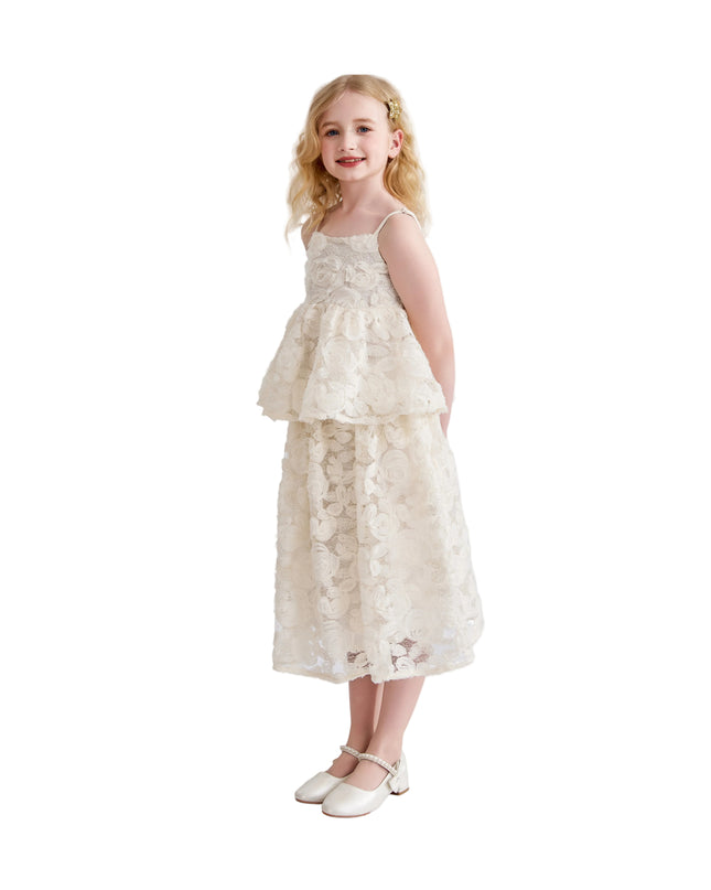 kids atelier tulleen Cream Juliette Lace skirt set