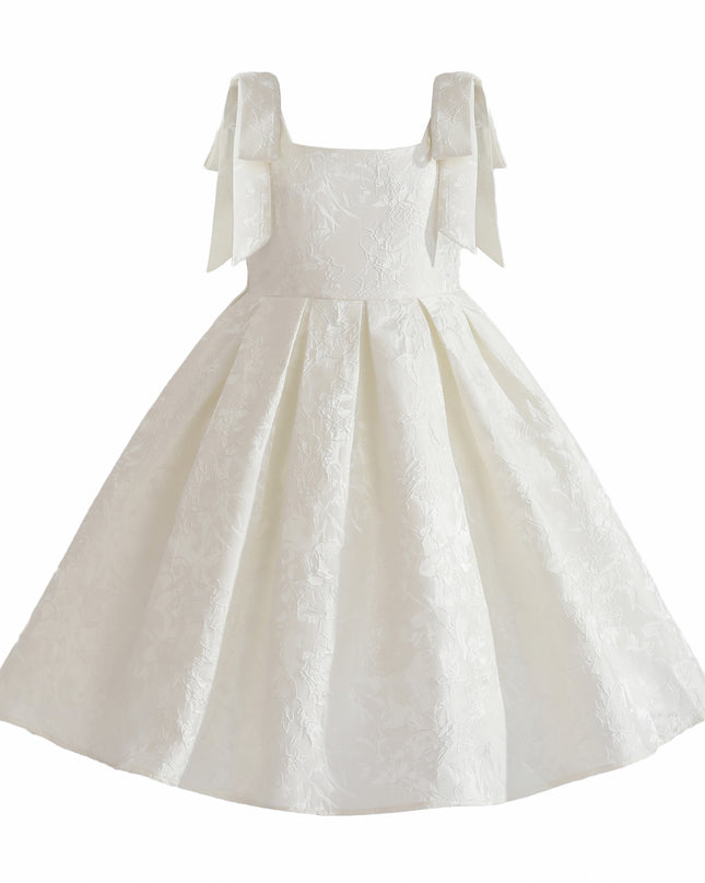 kids atelier tulleen Ivory Marigold Bow Pleated Dress