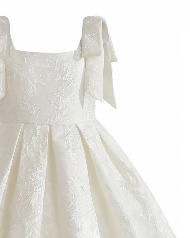 kids atelier tulleen Ivory Marigold Bow Pleated Dress