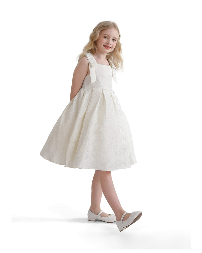 kids atelier tulleen Ivory Marigold Bow Pleated Dress