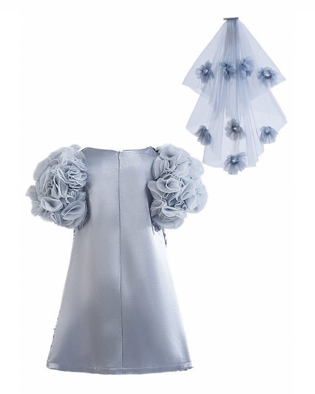 kids atelier tulleen Blue Seliora Floral Embellished Dress