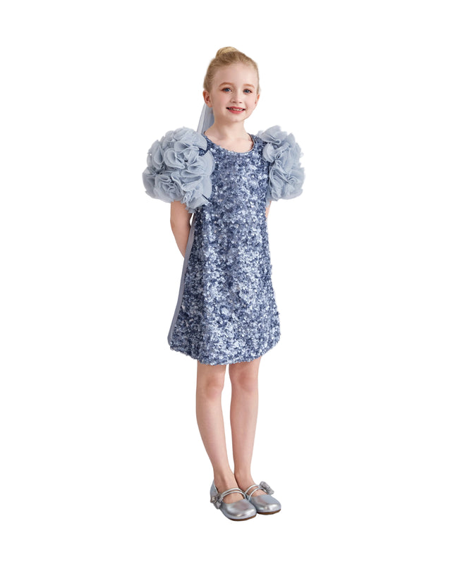 kids atelier tulleen Blue Seliora Floral Embellished Dress