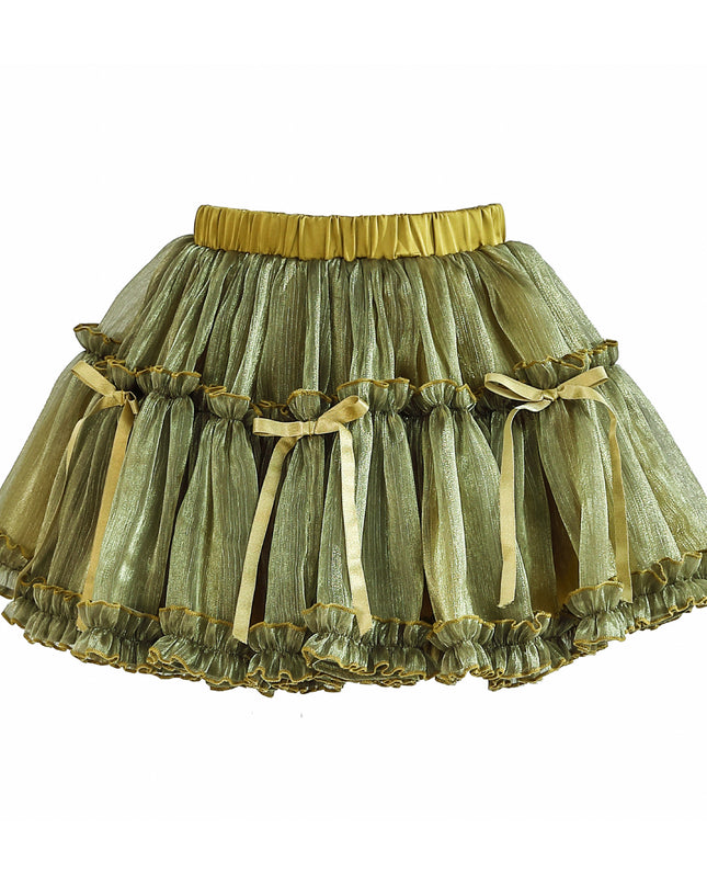 kids atelier tulleen Green Gold Valora Ruffle Skirt Set