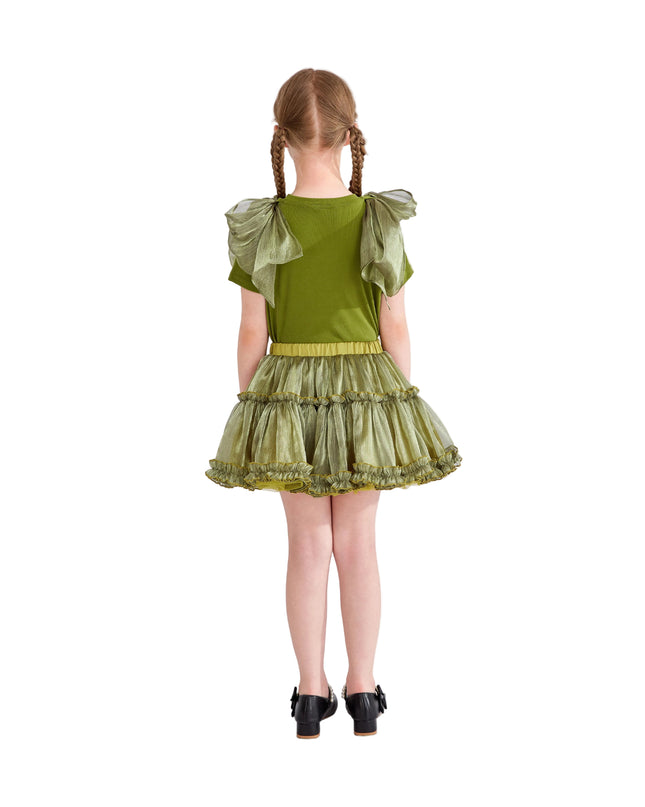 kids atelier tulleen Green Gold Valora Ruffle Skirt Set